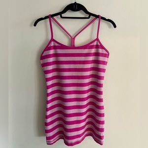 Lululemon Power Y Tank pink/white stripe size 12
